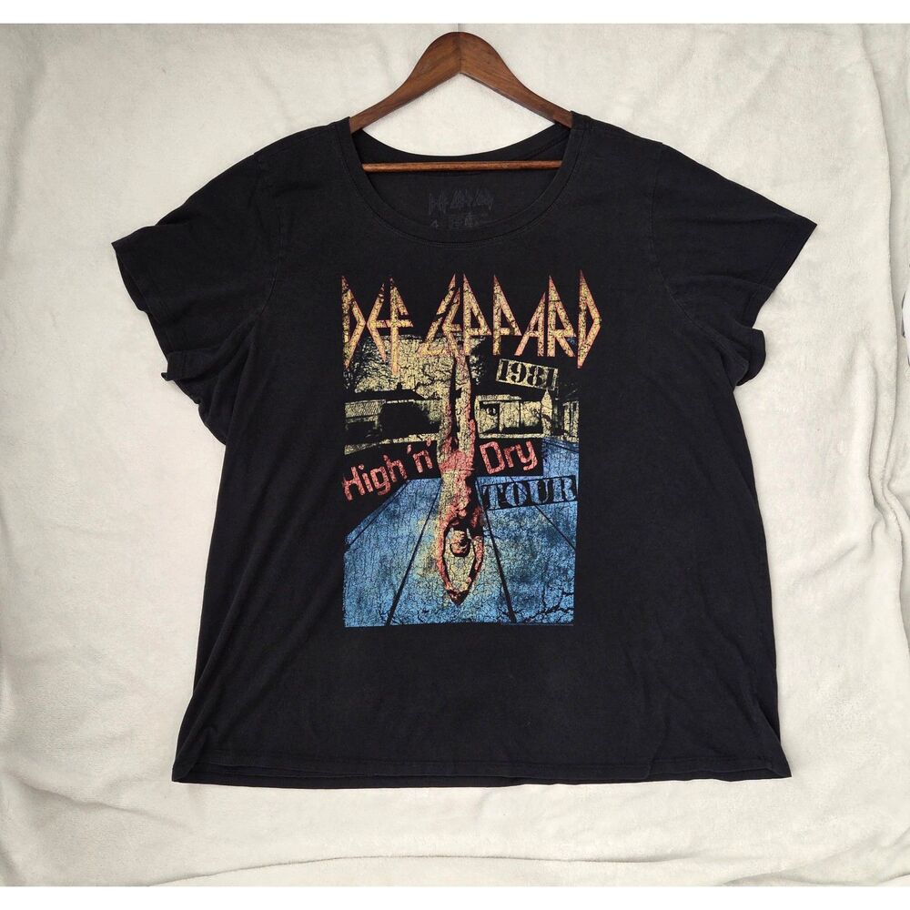 Def Leppard Graphic Band Tee Oversized Black Heavy Metal Rock Concert Shirt 2XL